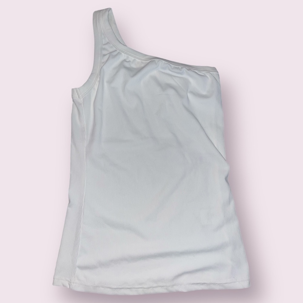 White One Shoulder Sleeveless Tank Top - Size Large